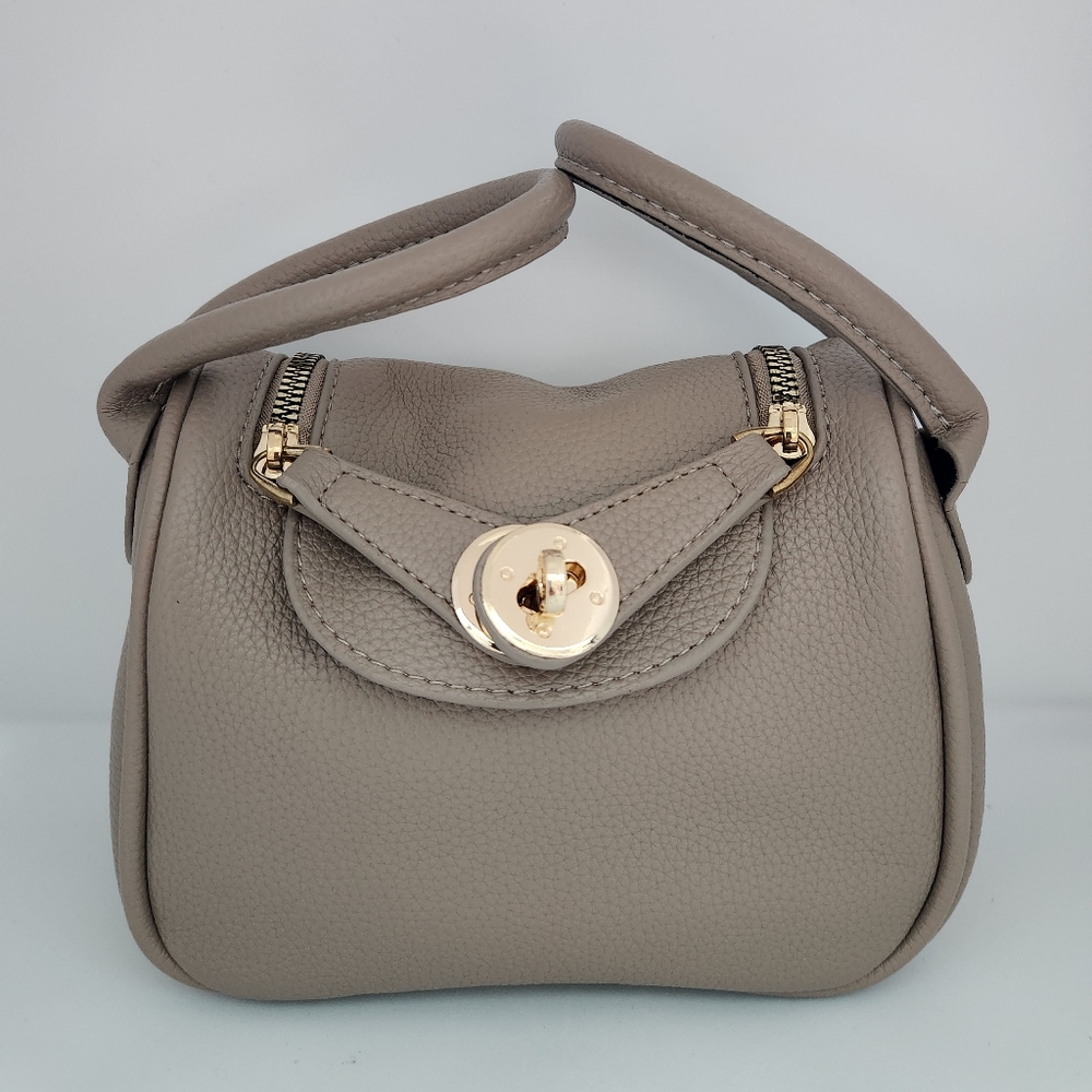 Kids - Mini PU Bucket Bag with Side Top Handles and Buckle Detail with Crossbody